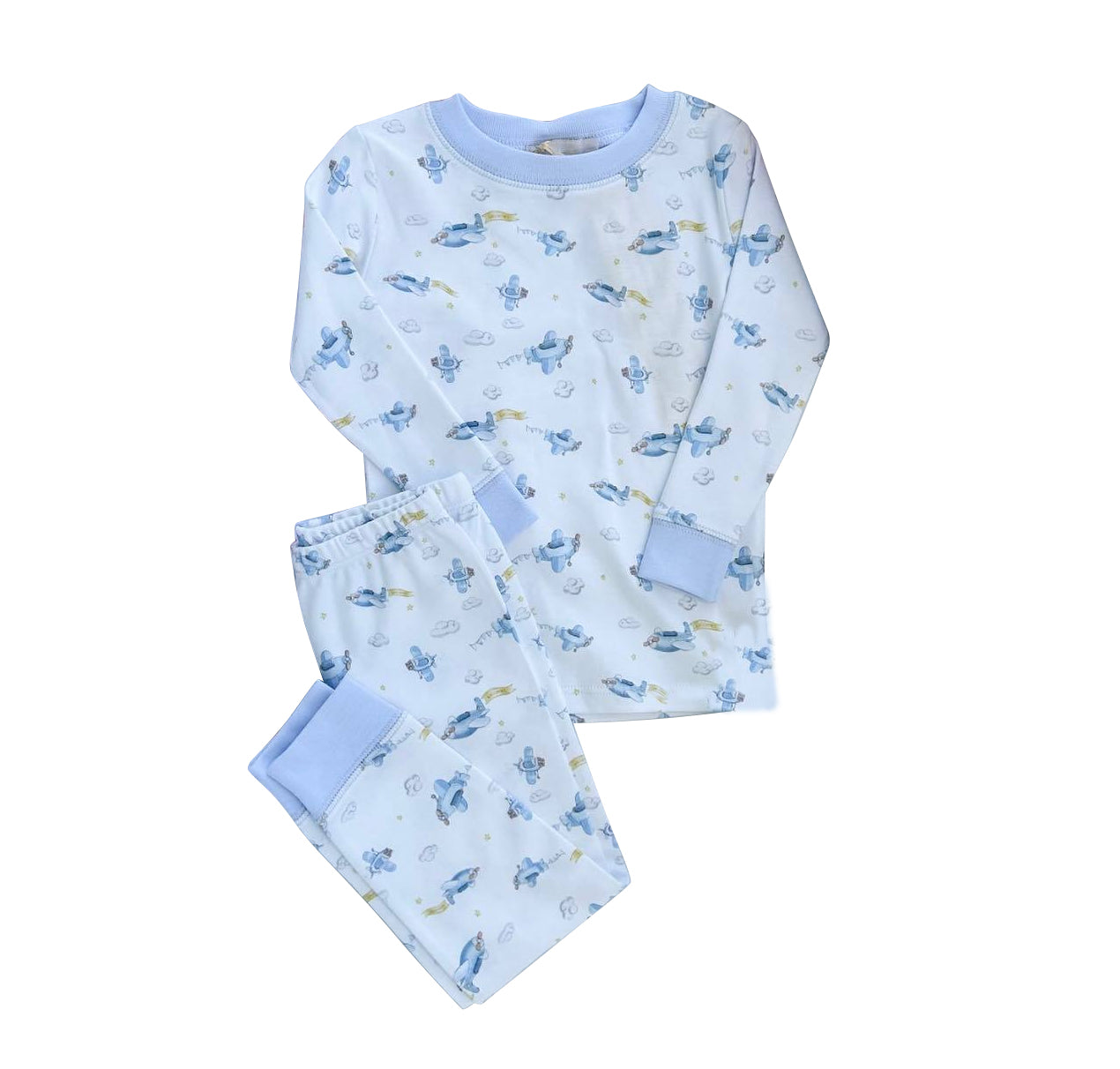 preorder BLP0656 cute cartoon plane blue long sleeve pants boys pajamas