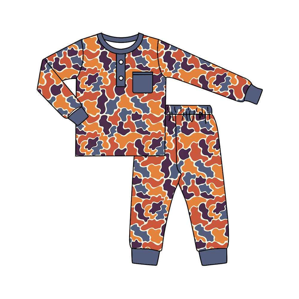 preorder BLP0681 brown camo long sleeve pants boys pajamas