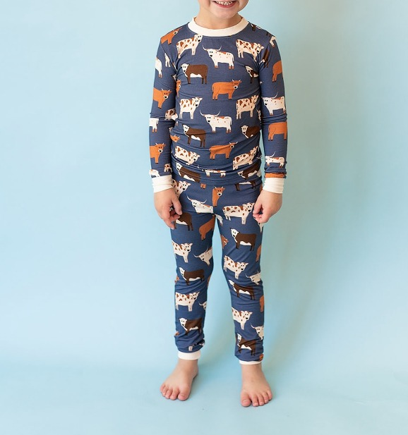 preorder BLP0703 farm cow long sleeve pants boys pajamas