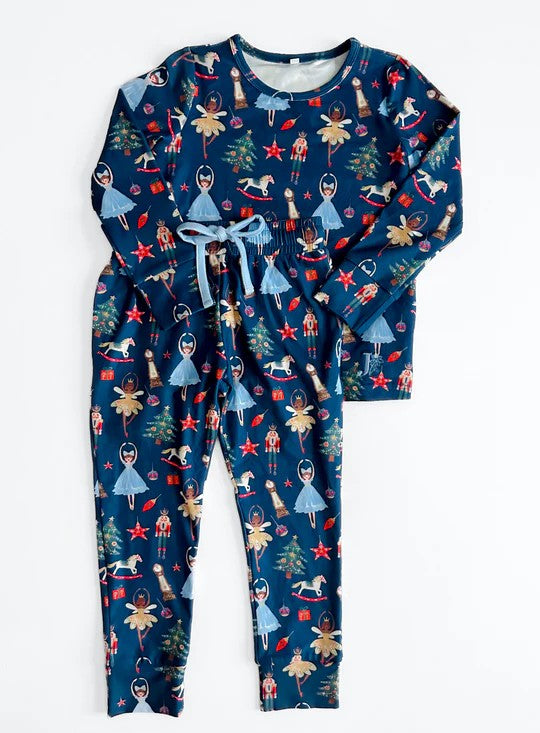 preorder BLP0750 Christmas tree dace girl soldier navy blue long sleeve pants boys pajamas