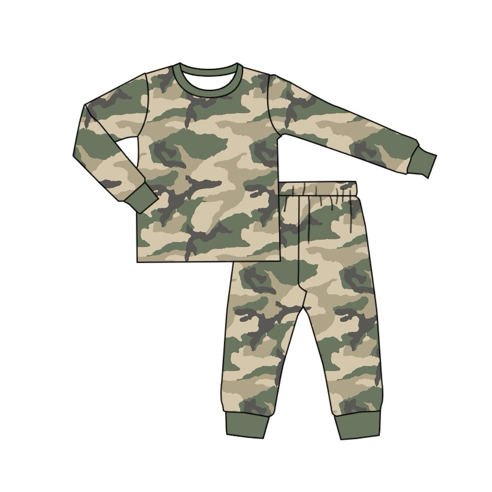 preorder BLP0763 green camo long sleeve pants boys pajamas