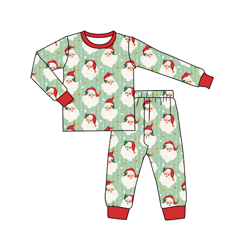 preorder BLP1088 Christmas Santa green long sleeve pants boys pajamas