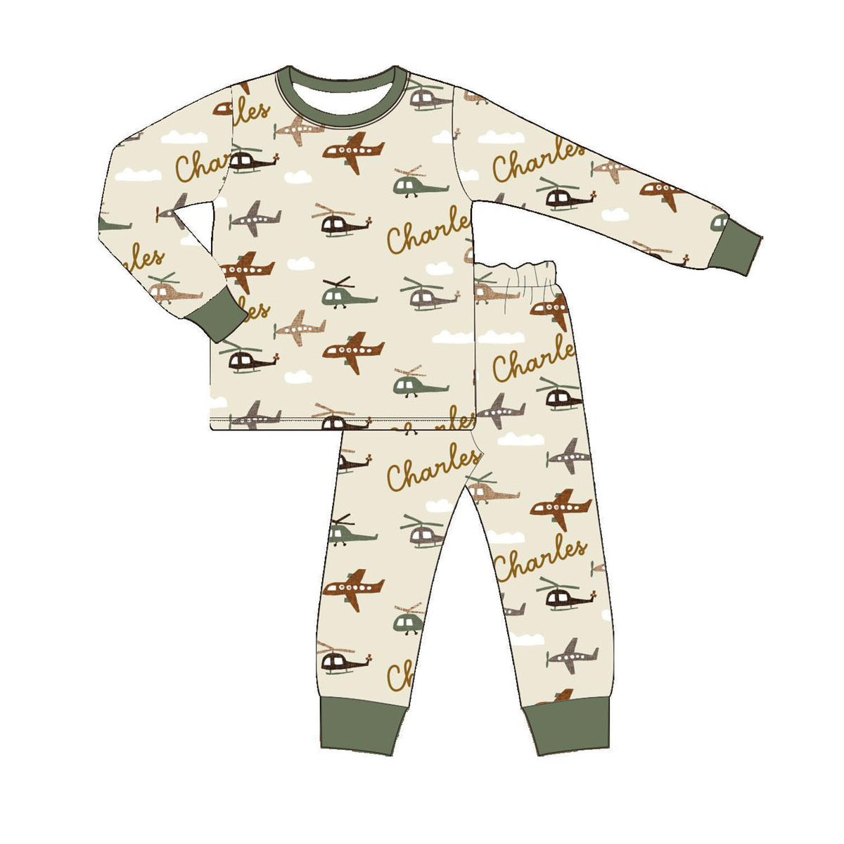 preorder BLP1120 cartoon plane charles long sleeve pants boys pajamas