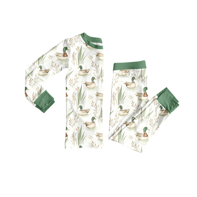 preorder BLP1196 hunting mallard duck green long sleeve pants boys pajamas