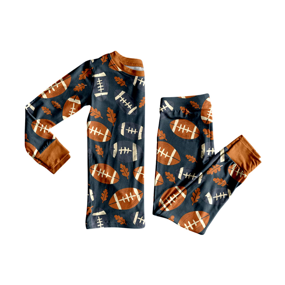 preorder BLP1215 Football leaf navy blue long sleeve pants boys pajamas