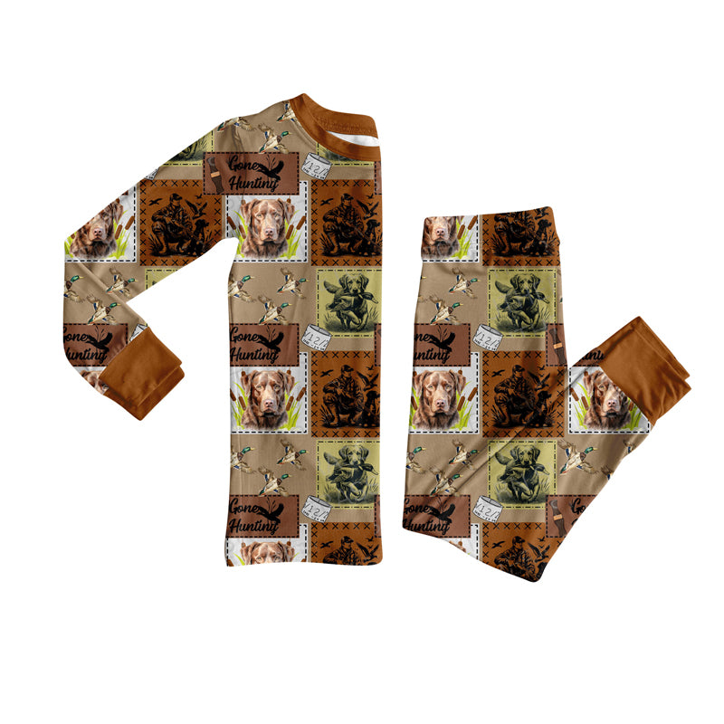 preorder BLP1271 hunting mallard duck dog brown long sleeve pants boys pajamas
