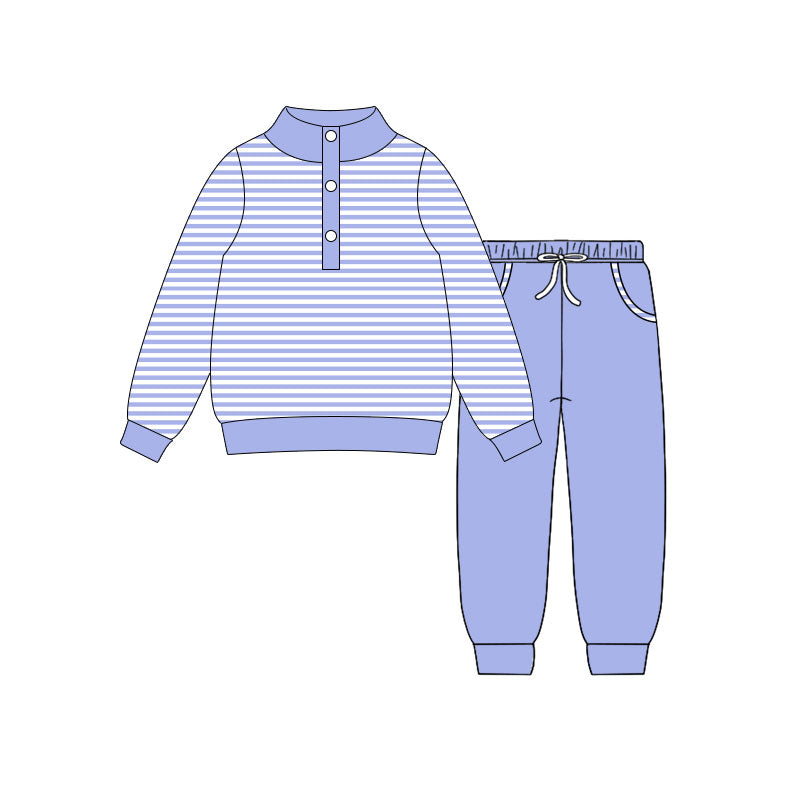 preorder BLP1343 purple striped long sleeve pants boys set