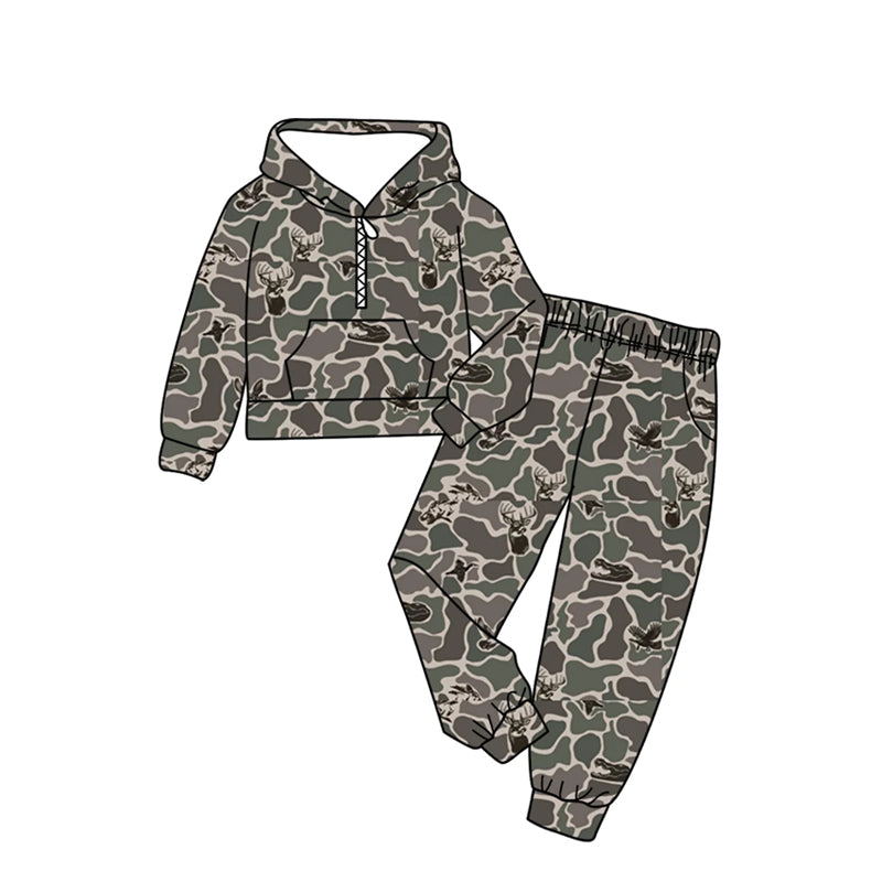 preorder BLP1369 hunting camo deer pocket hoodie long sleeve pants boys set