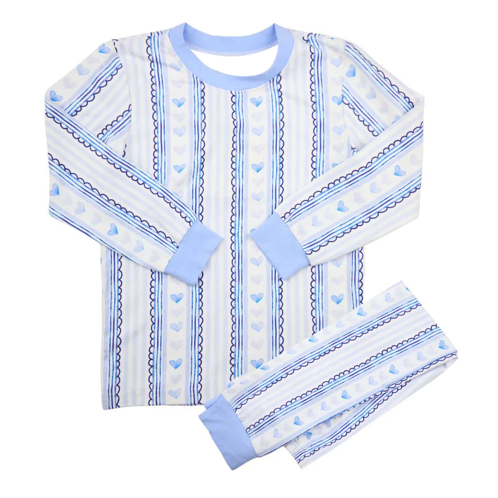 preorder BLP1399 Valentine's Day Heart Blue Long Sleeve Pants Boys Pajamas
