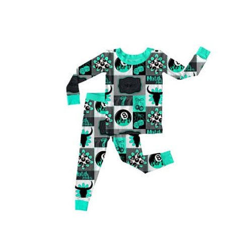 preorder BLP1402 Western Gameboy Cow Long Sleeve Pants Boys Pajamas