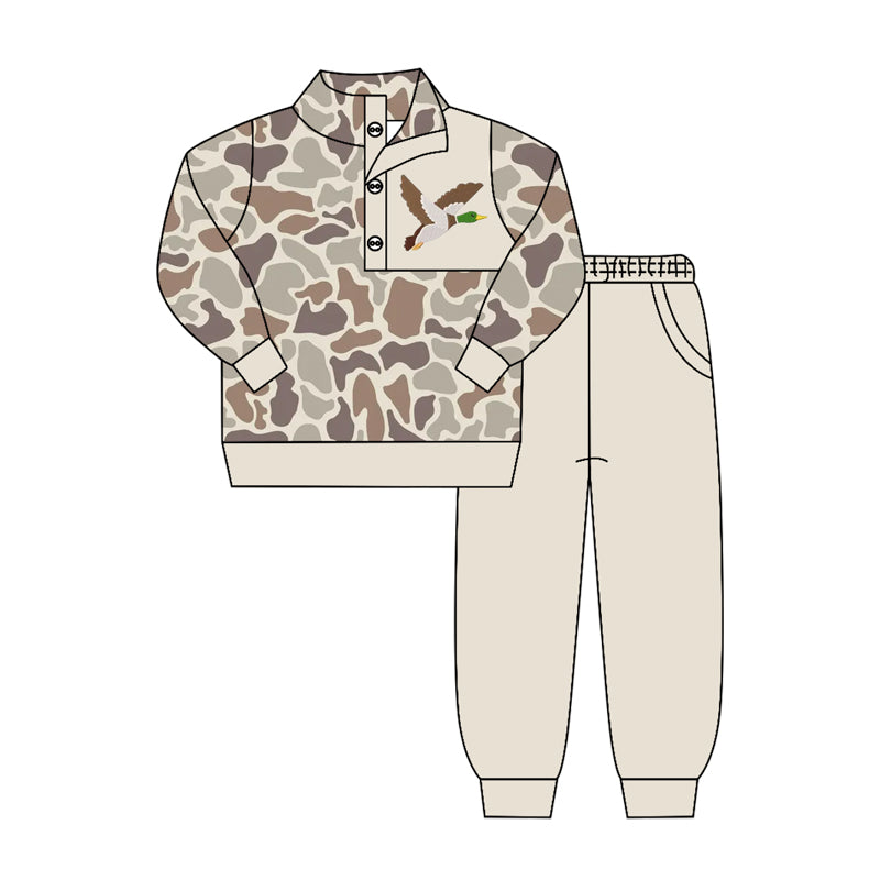 preorder BLP1420 Hunting Camo Mallard Duck Long Sleeve Pants Boys Set