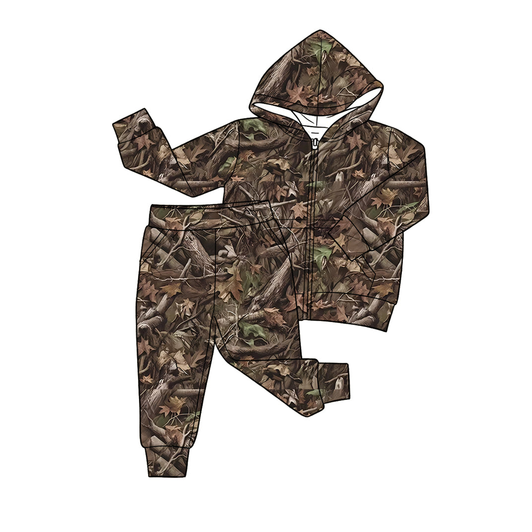 preorder BLP1437 Hunting Mallard Duck Zipper Hoodie Long Sleeve Pants Boys Set