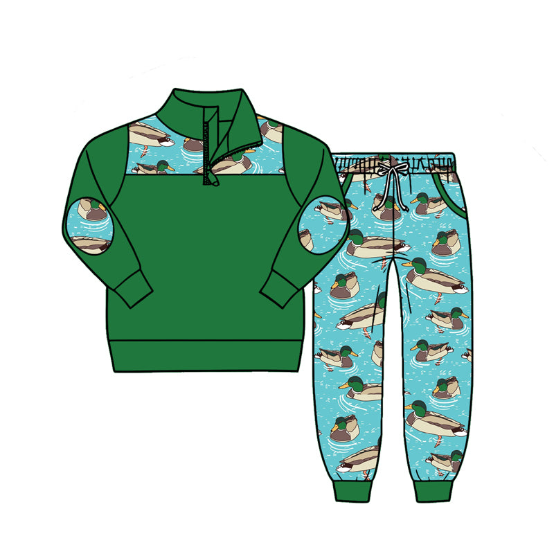 preorder BLP1454 Hunting Mallard Zipper Long Sleeve Pants Boys Set