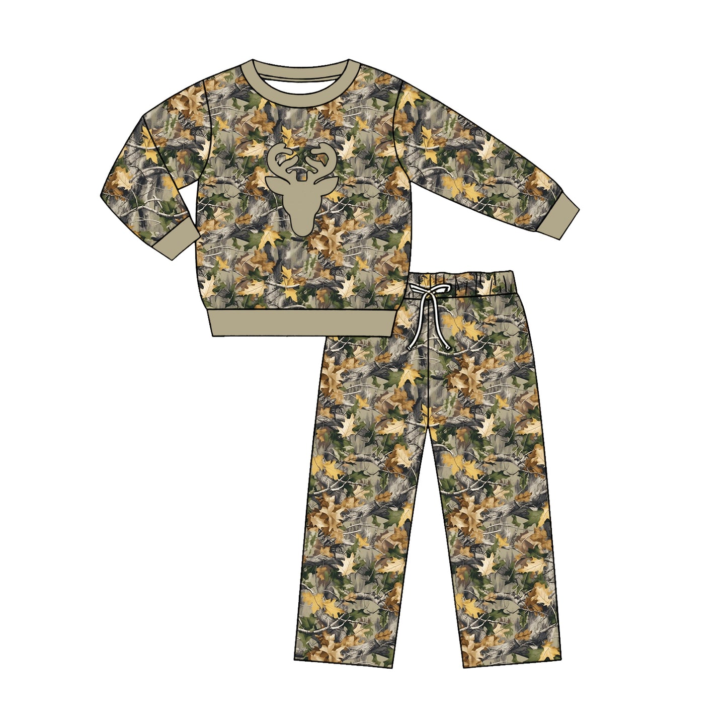 preorder BLP1458 Hunting Deer Long Sleeve Pants Boys Set