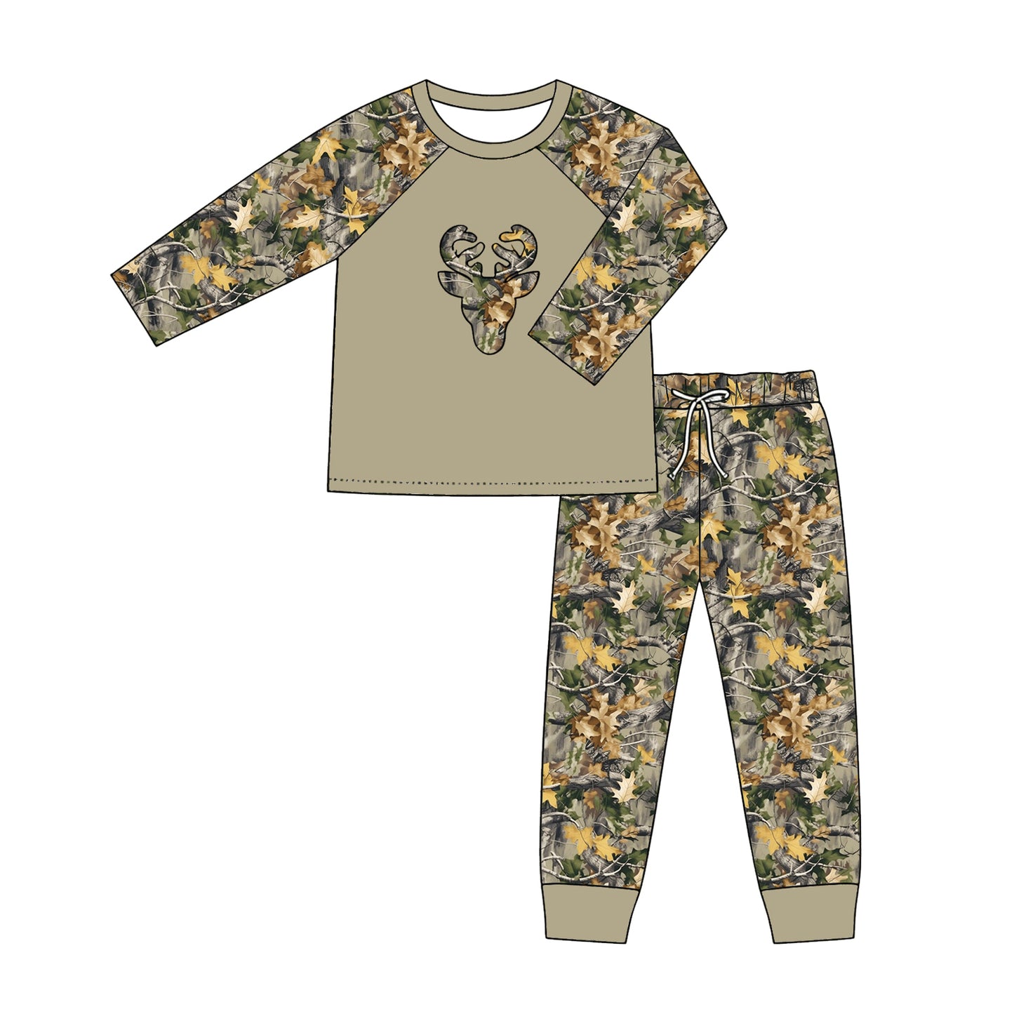 preorder BLP1459 Hunting Deer Long Sleeve Pants Boys Set