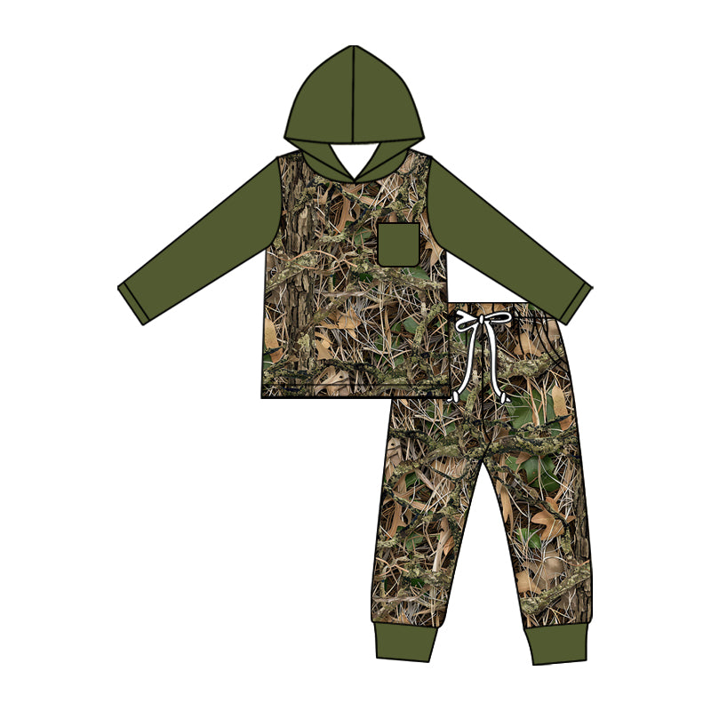 preorder BLP1463 Hunting Camo Hoodie Long Sleeve Pants Boys Set