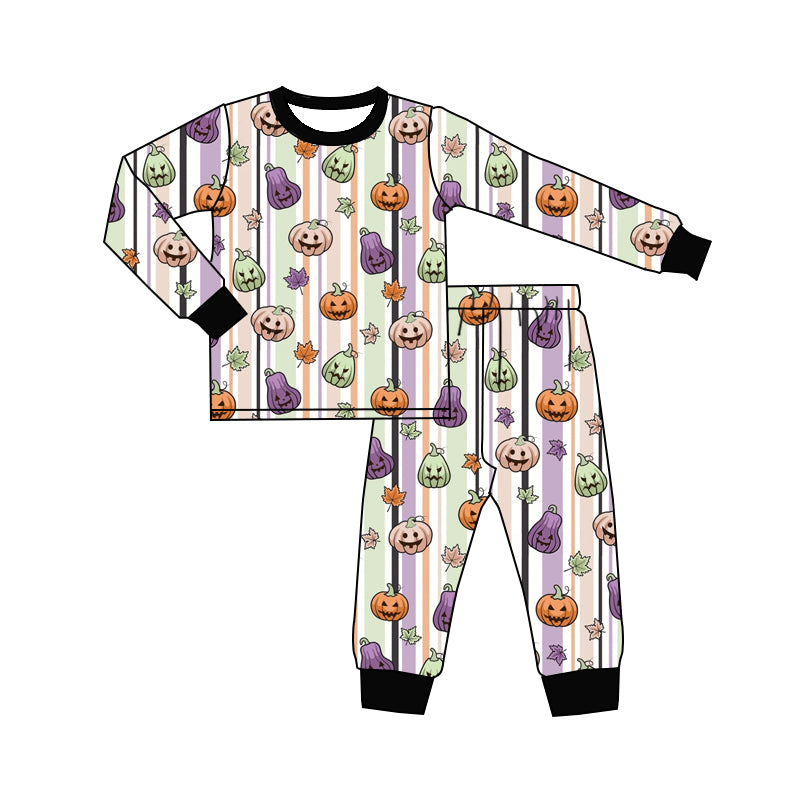 preorder BLP1483 Hallowwn Pumpkin Purple Long Sleeve Pants Boys Pajamas