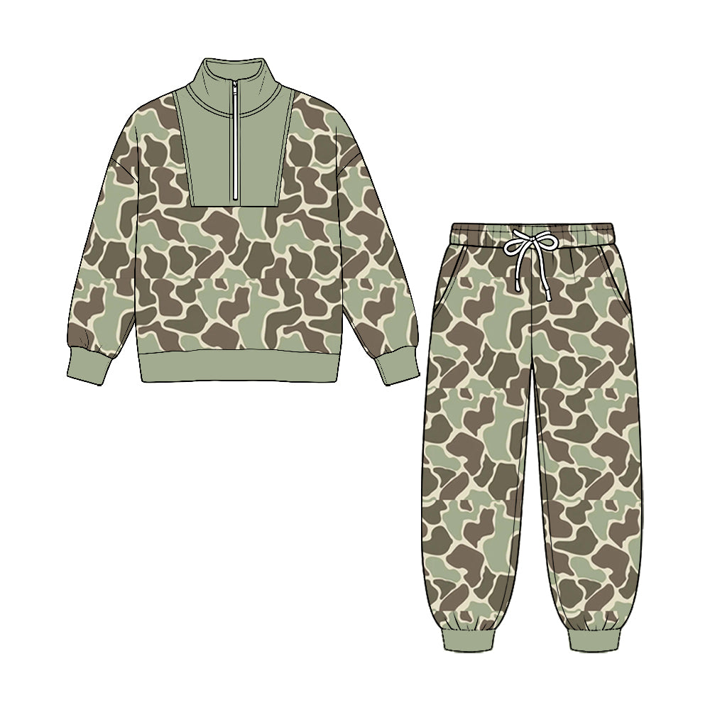 preorder BLP1579 Camo Zipper Long Sleeve Pants Boys Set