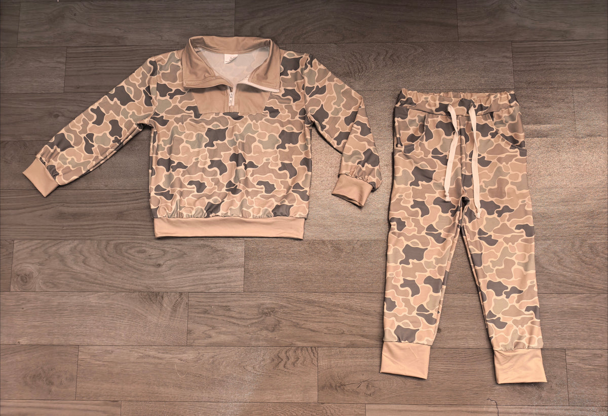 preorder Samples BLP1588 Camo Zipper Long Sleeve Pants Boys Set