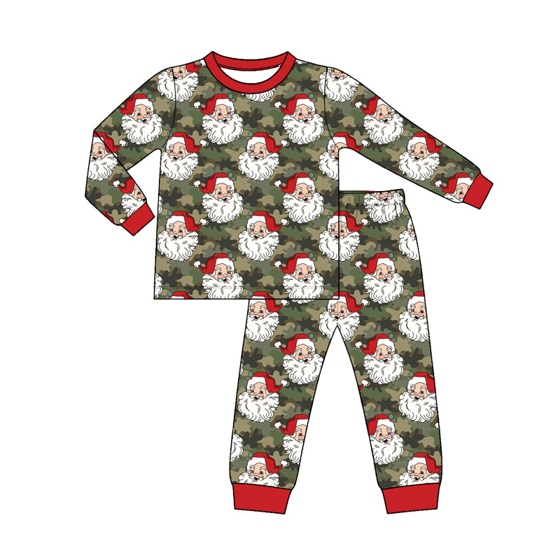 preorder BLP1600 Christmas Camo Santa Long Sleeve Pants Boys Pajamas