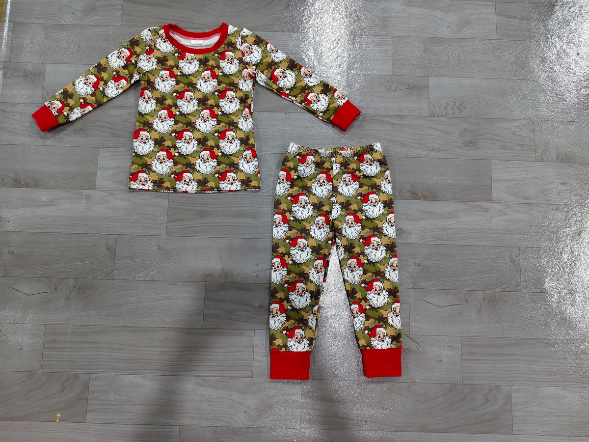 preorder Samples BLP1600 Christmas Camo Santa Long Sleeve Pants Boys Pajamas