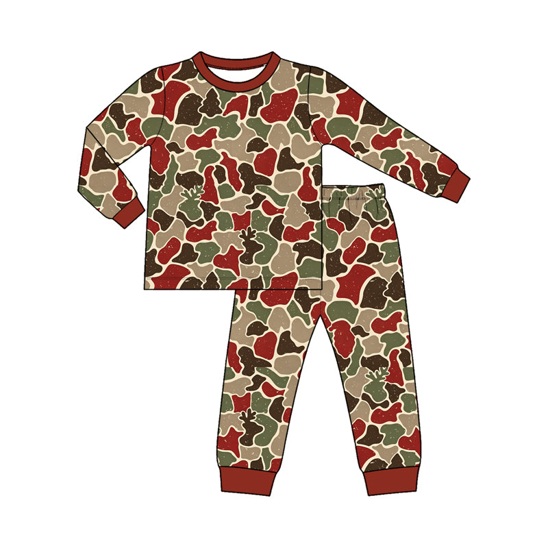 preorder BLP1612 Christmas Deer Camo Long Sleeve Pants Boys Pajamas