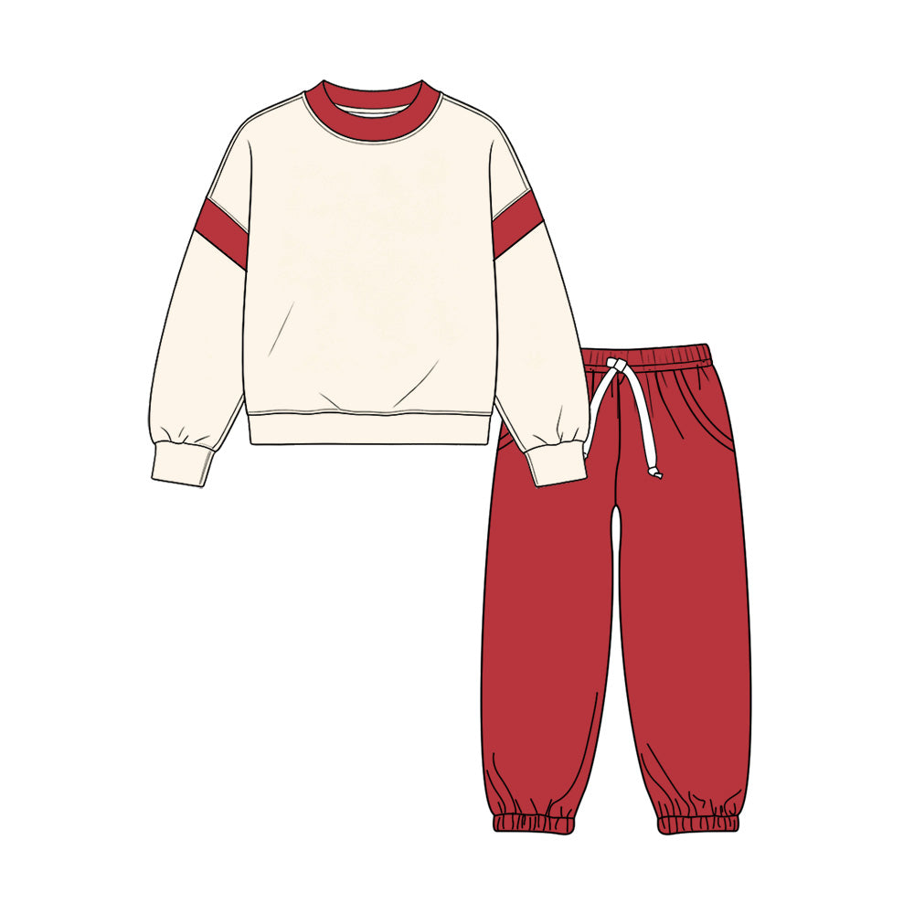 preorder BLP1645 White Long Sleeve Red Pants Boys Set