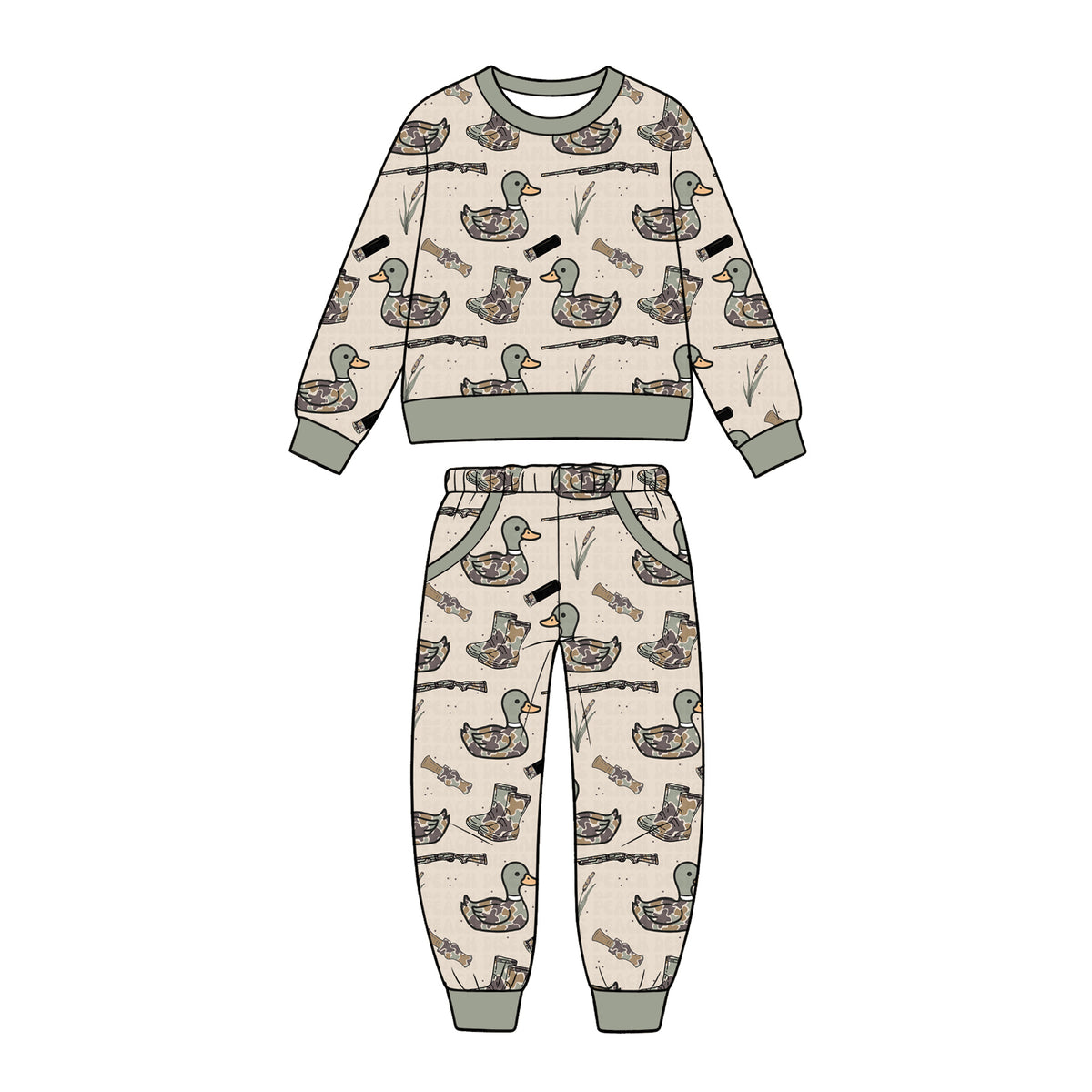 preorder BLP1653 Hunting Duck Call Long Sleeve Pants Boys Set