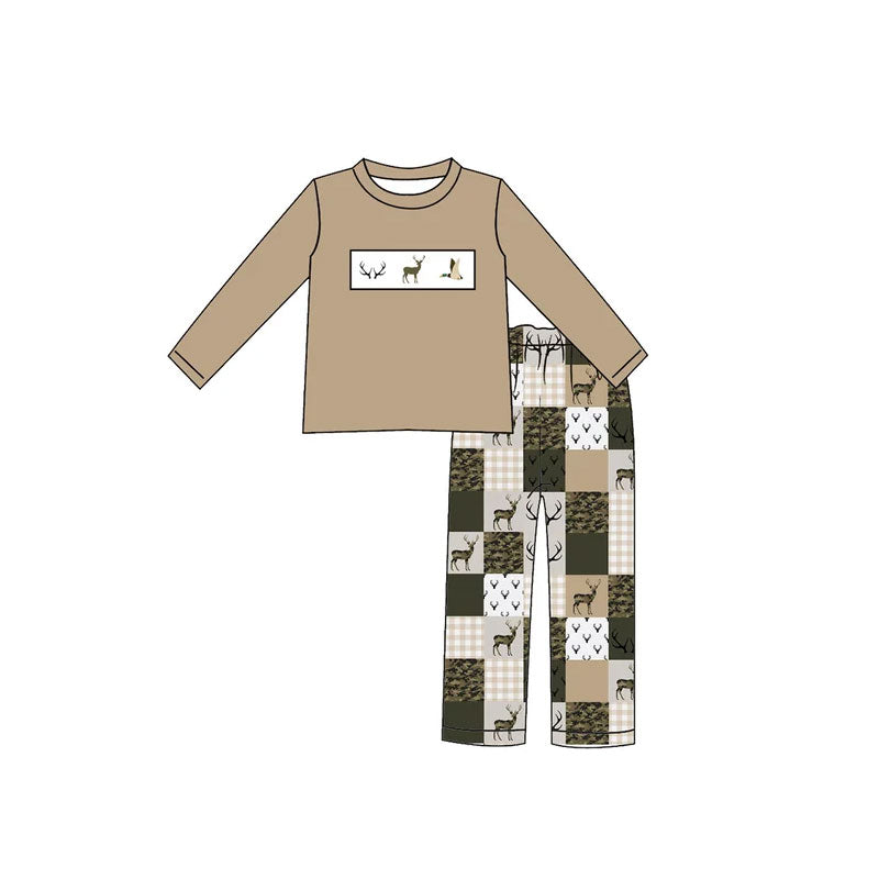 preorder BLP1660 Hunting Mallard Deer Dog Long Sleeve Camo Pants Boys Set