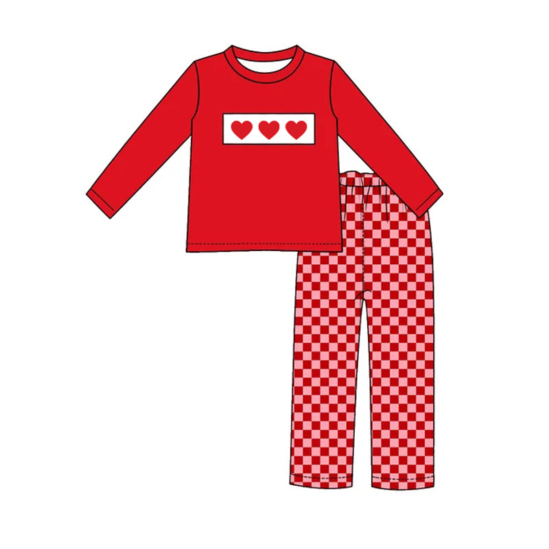 preorder BLP1662 Valentine's Day Heart Red Long Sleeve Pants Boys Set