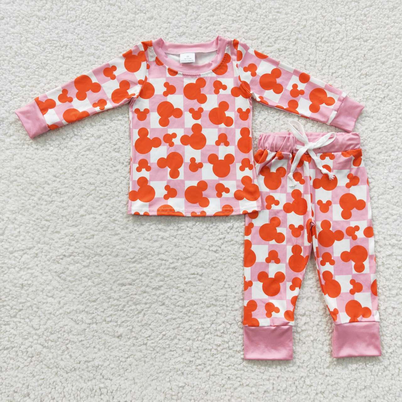 GLP0438 Orange Mouse Pink Cell Long Sleeves Girls Pajamas Set