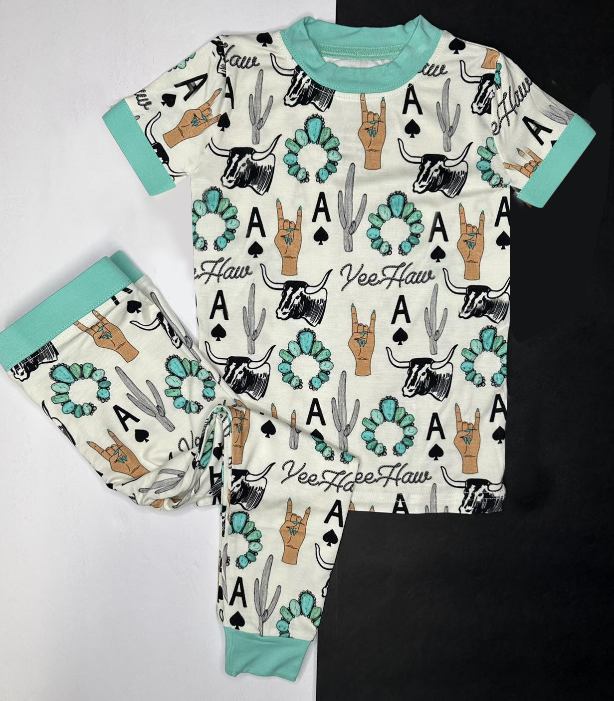 preorder BSPO0336 Western cactus cow short sleeve pants boys pajamas