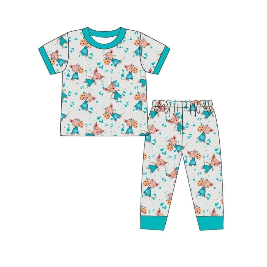 preorder BSPO0358 cartoon mouse blue short sleeve pants boys pajamas