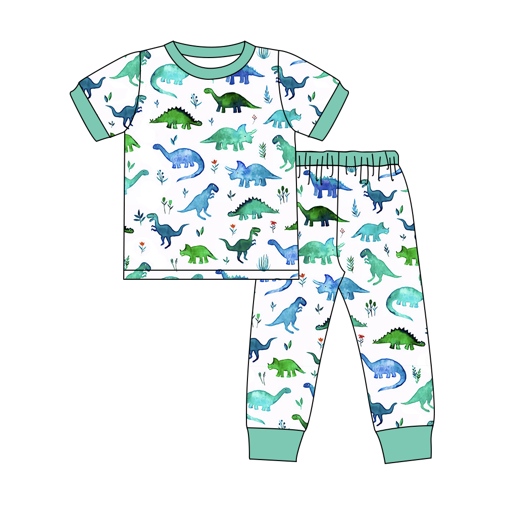 preorder BSPO0388 dinosaur green short pants boys pajamas