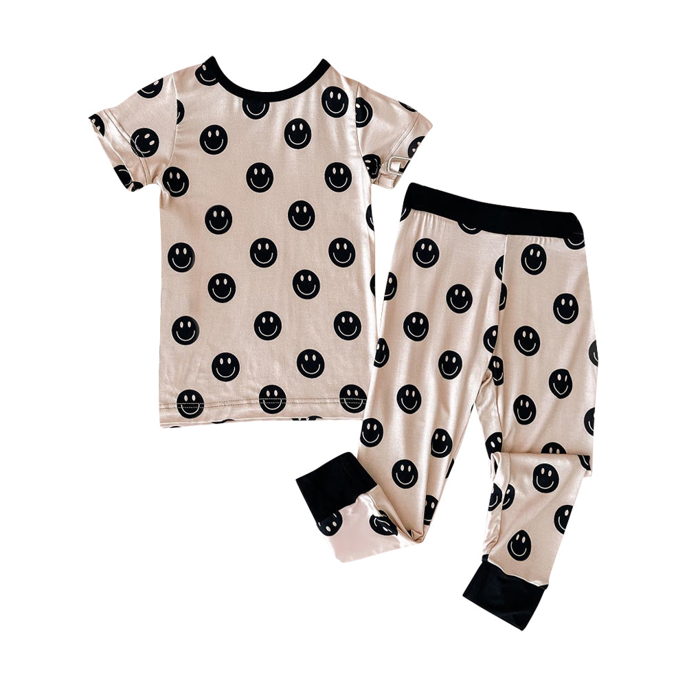 preorder BSPO0464 black smile short sleeve pants boys pajamas