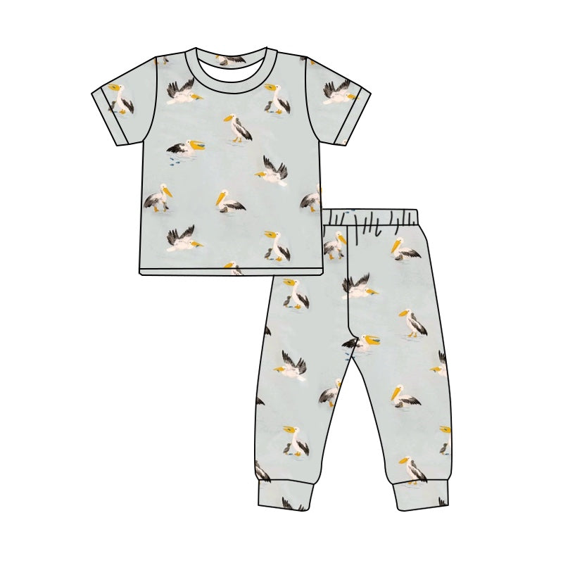 preorder BSPO0491 cute fish cormorant duck short sleeve pants boys pajamas