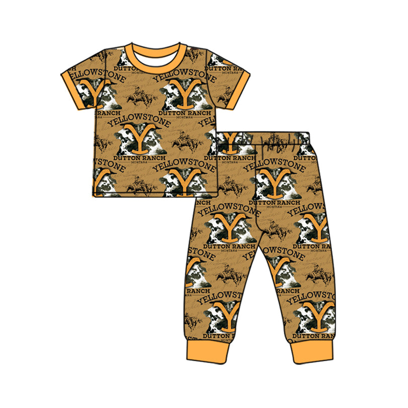 preorder BSPO0537 Western rodeo Yellowstone Y short sleeve pants boys pajamas