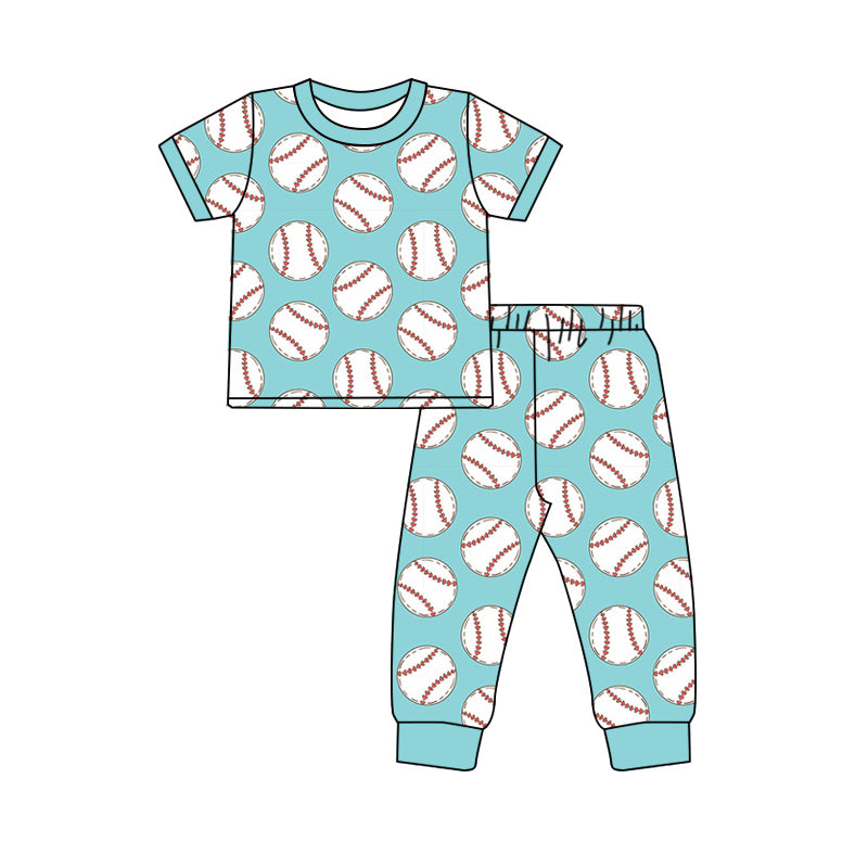 preorder BSPO0548 Baseball Blue Long Sleeve Pants Boys Pajamas