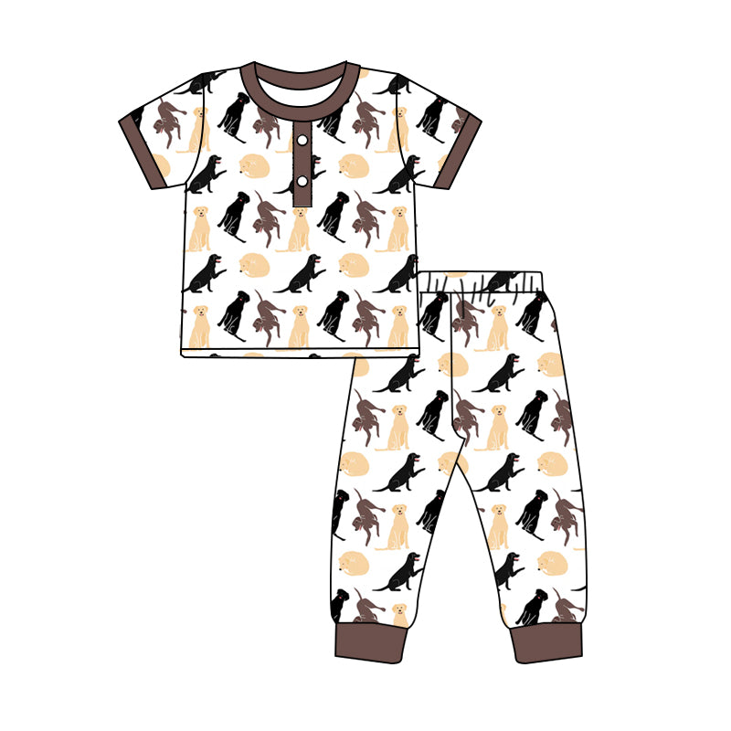 preorder BSPO0553 Cartoon Cute Dogs Brown Short Sleeve Pants Boys Pajamas