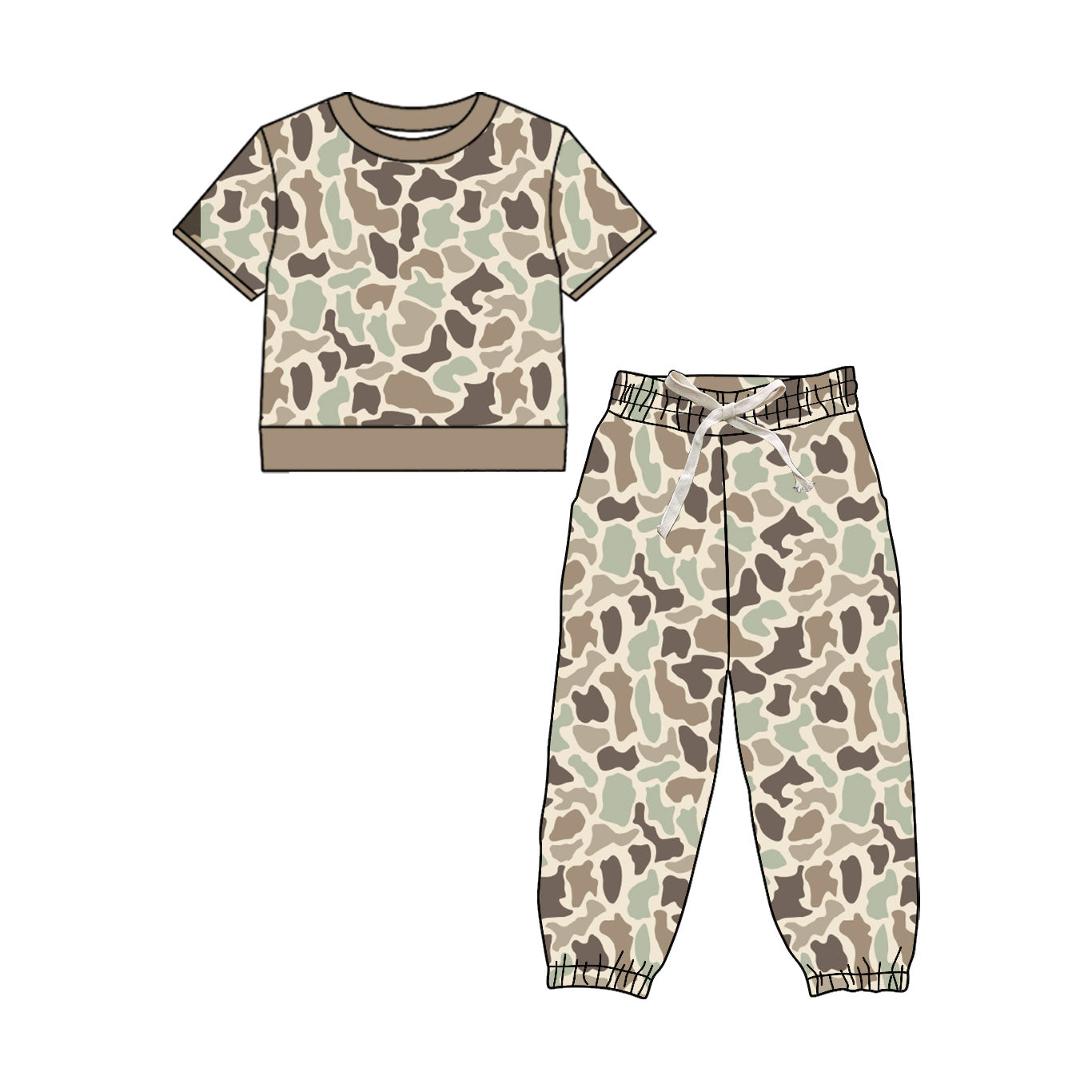preorder BSPO0678 Camo Short Sleeve Pants Boys Set