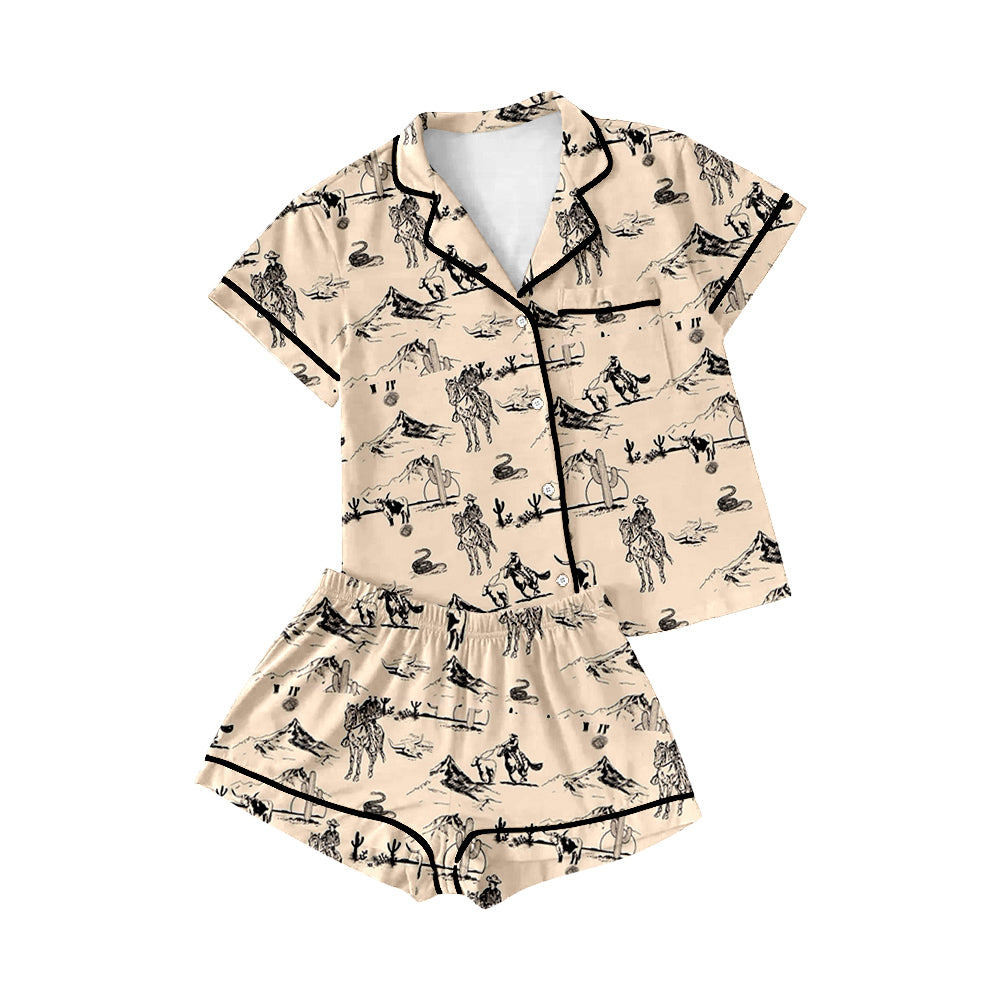 preorder BSSO0561 Western Rodeo Short Sleeve Shorts Boys Summer Pajamas