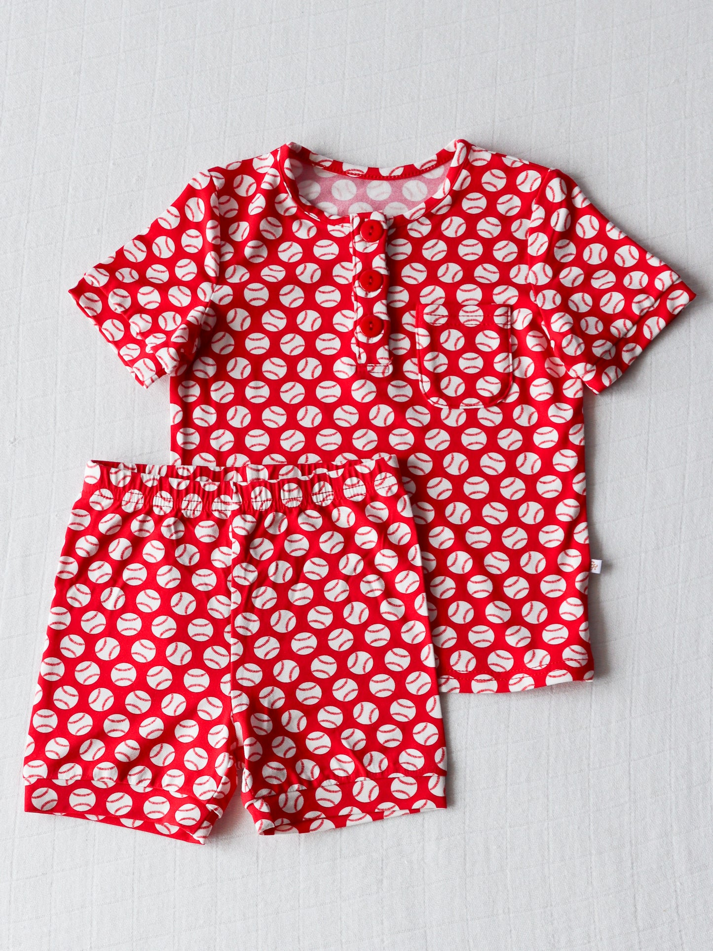 Preorder BSSO1009 soccer red short sleeve shorts boys set