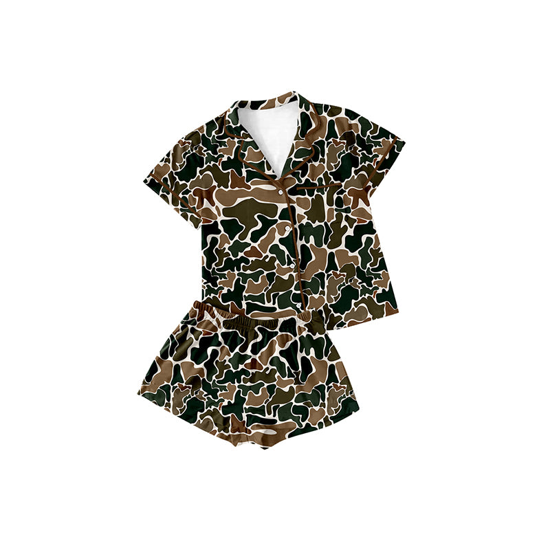 preorder BSSO1064 hunting camo old school camo short sleeve shorts boys pajamas