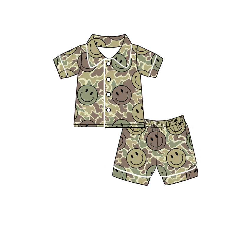 Preorder BSSO1082 smile camo duck camo short sleeve shorts boys pajamas