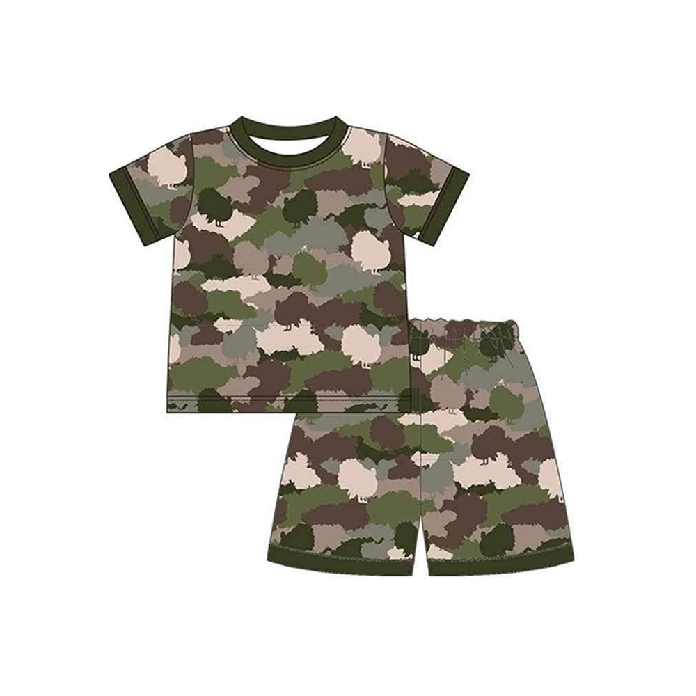 Preorder BSSO1114 hunting camo duck camo short sleeve shorts boys pajamas