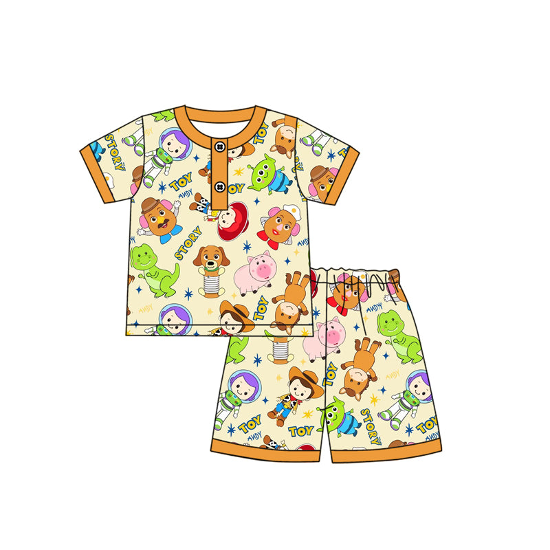 preorder BSSO1246 cartoon toy animals short sleeve shorts boys pajamas