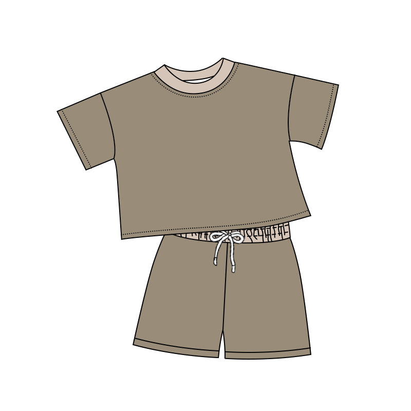 preorder BSSO1311 dark grey short sleeve shorts boys set