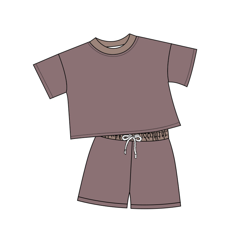 preorder BSSO1313 brown short sleeve shorts boys set