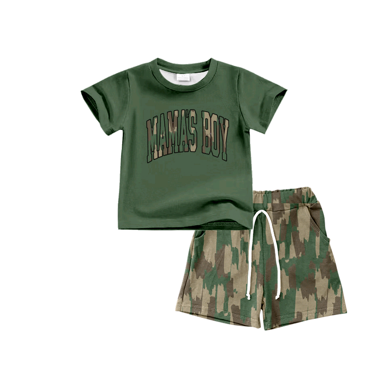 preorder BSSO1353 hunting camo mama's boy green short sleeve shorts boys set