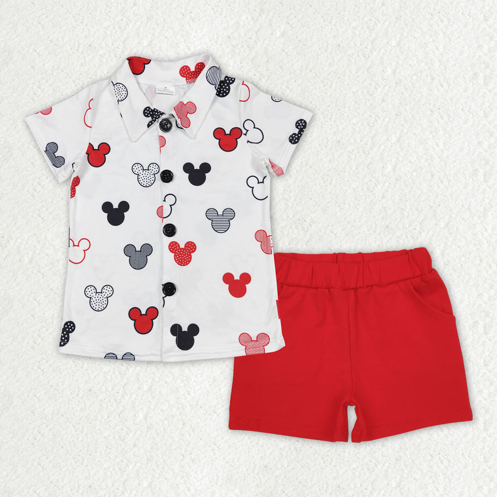 BSSO1387 cartoon M short sleeve red shorts boys set